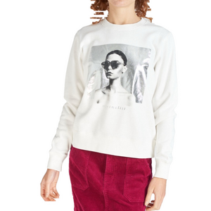 Fiorucci Ladies White Graphic Minimalist Long Sleeve Sweatshirt Size medium